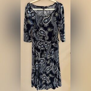 Perceptions New York size large dress, EUC, long-sleeve, paisley print